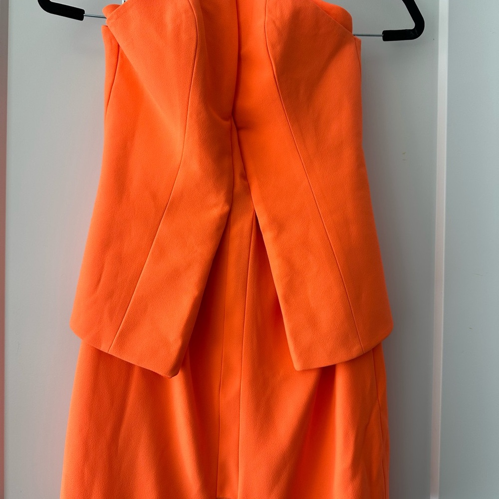 Orange Strapless peplum dress